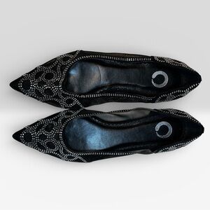 Chic Black Embellished Women's Flats